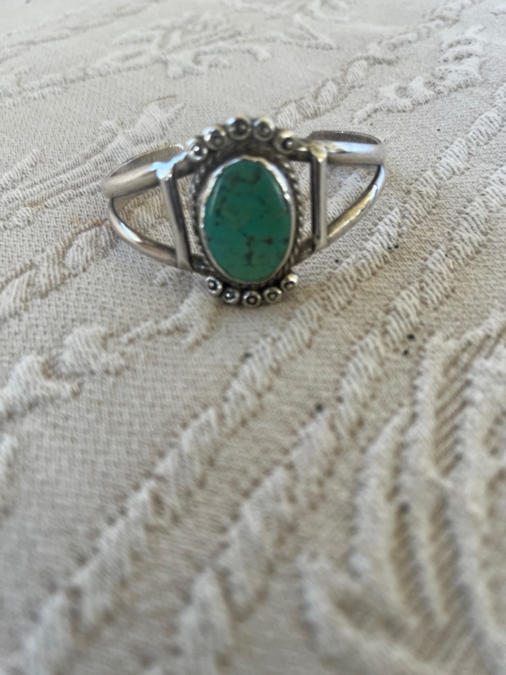 Vintage Turquoise and Silver Native American Cuff Bracelet